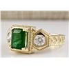 Image 2 : 2.34 CTW Natural Emerald And Diamond Ring In 18K Yellow Gold