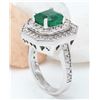 Image 4 : 4.32 CTW Natural Emerald 14K Solid White Gold Diamond Ring