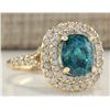 Image 2 : 5.21 CTW Natural Zircon And Diamond Ring In 18K Yellow Gold