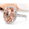 Image 2 : 6.57 CTW Natural Morganite 18K Solid White Gold Diamond Ring