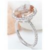 Image 4 : 6.57 CTW Natural Morganite 18K Solid White Gold Diamond Ring