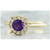 Image 2 : 0.72 CTW Amethyst 14K Yellow Gold Diamond Ring