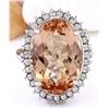 Image 1 : 13.12 CTW Natural Morganite 18K Solid White Gold Diamond Ring