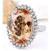 Image 2 : 13.12 CTW Natural Morganite 18K Solid White Gold Diamond Ring