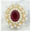 Image 1 : 3.96  CTW Ruby 18K Yellow Gold Diamond Ring