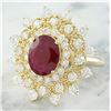 Image 2 : 3.96  CTW Ruby 18K Yellow Gold Diamond Ring