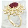 Image 3 : 3.96  CTW Ruby 18K Yellow Gold Diamond Ring