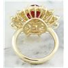 Image 4 : 3.96  CTW Ruby 18K Yellow Gold Diamond Ring