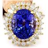 Image 1 : 18.75 CTW Natural Tanzanite 18K Solid Yellow Gold Diamond Ring