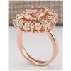 Image 3 : 4.58 CTW Natural Morganite And Diamond Ring In 18K Rose Gold