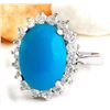 Image 2 : 5.29 CTW Natural Turquoise 18K Solid White Gold Diamond Ring