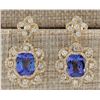 Image 1 : 9.30 CTW Natural Tanzanite And Diamond Earrings 14K Solid Yellow Gold