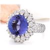 Image 2 : 8.17 CTW Natural Tanzanite 14K Solid White Gold Diamond Ring