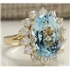 Image 2 : 7.24 CTW Natural Aquamarine And Diamond Ring In 14K Solid Yellow Gold