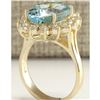 Image 3 : 7.24 CTW Natural Aquamarine And Diamond Ring In 14K Solid Yellow Gold