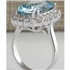Image 3 : 7.00 CTW Natural Aquamarine And Diamond Ring In 18K Solid White Gold