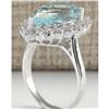 Image 3 : 6.26 CTW Natural Aquamarine And Diamond Ring In 18K Solid White Gold