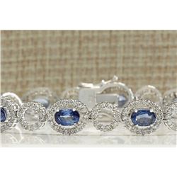 10.58 CTW Natural Sapphire And Diamond Bracelet In 18K Solid White Gold