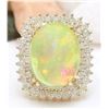 Image 1 : 18.25 CTW Natural Opal 14K Solid Yellow Gold Diamond Ring