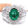 Image 1 : 3.30 CTW Natural Emerald 18K Solid White Gold Diamond Ring