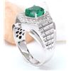 Image 4 : 3.30 CTW Natural Emerald 18K Solid White Gold Diamond Ring