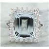 Image 1 : 7.23 CTW Aquamarine 18K White Gold Diamond Ring