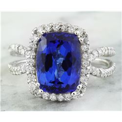 5.75 CTW Tanzanite 18K White Gold Diamond Ring