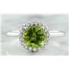 Image 1 : 1.69 CTW Peridot 18K White Gold Diamond Ring