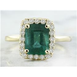 2.47 CTW Emerald 18K Yellow Gold Diamond Ring