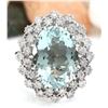 Image 1 : 9.41 CTW Natural Aquamarine 18K Solid White Gold Diamond Ring