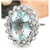 Image 2 : 9.41 CTW Natural Aquamarine 18K Solid White Gold Diamond Ring