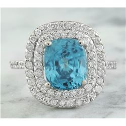 6.35 CTW Zircon 18K White Gold Diamond Ring