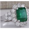 Image 2 : 4.58 CTW Natural Emerald And Diamond Ring 18K Solid White Gold