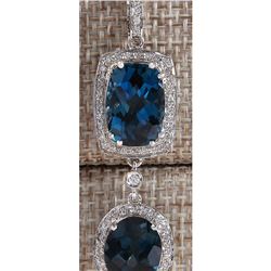 14.19 CTW Natural Topaz And Diamond Pendant In 18K Solid White Gold
