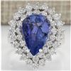 Image 1 : 5.75 CTW Natural Tanzanite And Diamond Ring In 18K White Gold