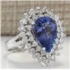 Image 2 : 5.75 CTW Natural Tanzanite And Diamond Ring In 18K White Gold
