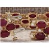 Image 2 : 38.13CTW Natural Ruby And Diamond Bracelet In 14K Solid Yellow Gold