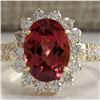 Image 1 : 4.07 CTW Natural Pink Tourmaline And Diamond Ring 14K Solid Yellow Gold