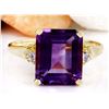 Image 1 : 5.14 CTW Natural Amethyst 18K Solid Yellow Gold Diamond Ring