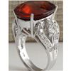 Image 3 : 19.81 CTW Natural Red Hessonite Garnet And Diamond Ring In14K White Gold