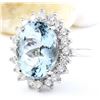 Image 2 : 7.00 CTW Natural Aquamarine 14K Solid White Gold Diamond Ring