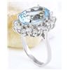 Image 4 : 7.00 CTW Natural Aquamarine 14K Solid White Gold Diamond Ring