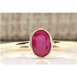 0.60 CTW Natural Ruby And Diamond Ring In 18K Yellow Gold
