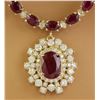 Image 2 : 33.63 CTW Ruby 14K Yellow Gold Diamond Necklace