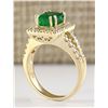 Image 3 : 2.73 CTW Natural Emerald And Diamond Ring In 18K Yellow Gold