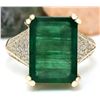 Image 1 : 8.73 CTW Natural Emerald 14K Solid Yellow Gold Diamond Ring