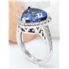 Image 4 : 6.90 CTW Natural Tanzanite 18K Solid White Gold Diamond Ring