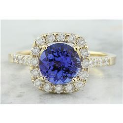 2.28 CTW Tanzanite 18K Yellow Gold Diamond ring
