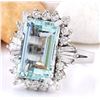 Image 2 : 7.13 CTW Natural Aquamarine 14K Solid White Gold Diamond Ring