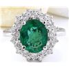 Image 1 : 5.01 CTW Natural Emerald 18K Solid White Gold Diamond Ring